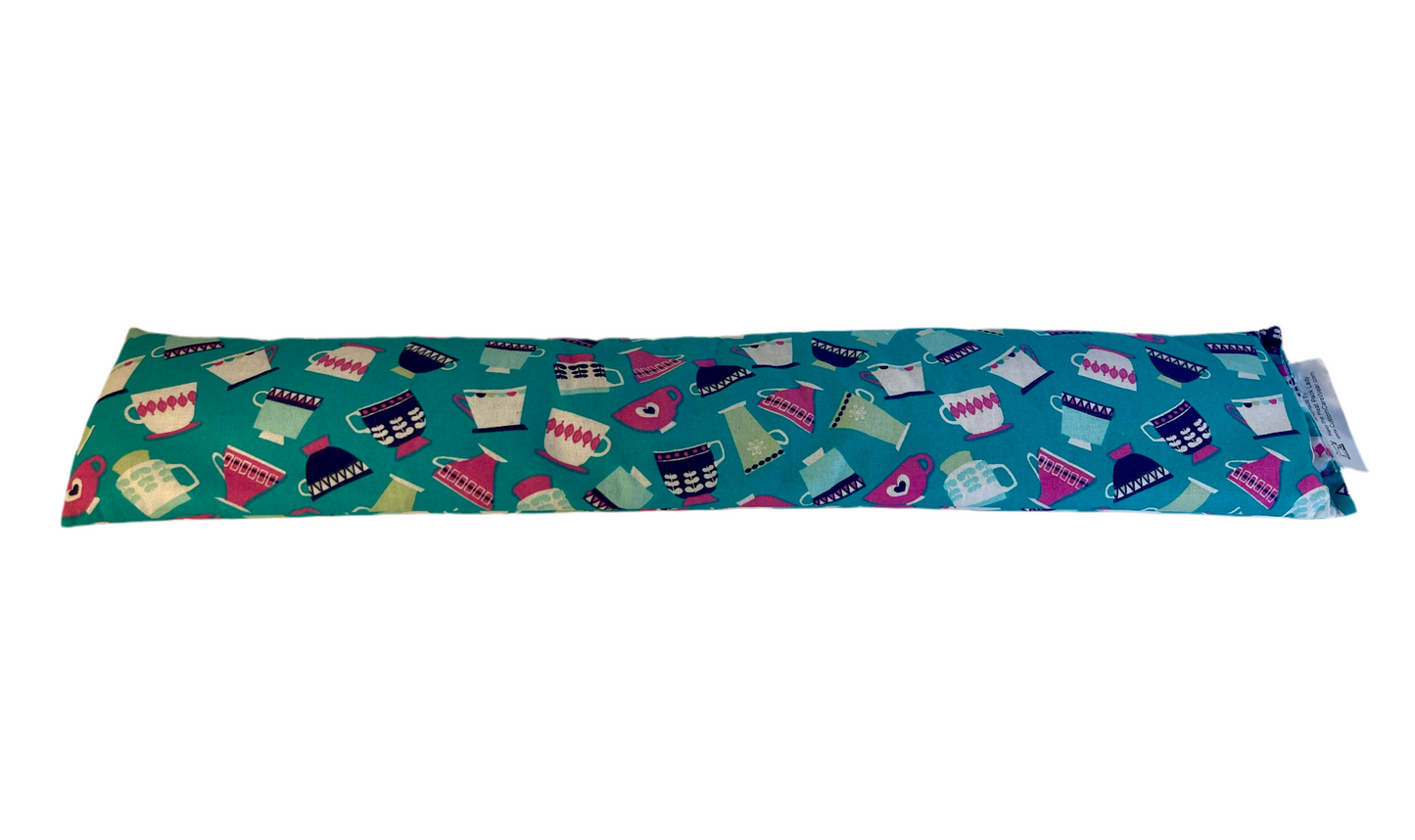 Tea Cups on Teal Tube Style Bed Buddy
