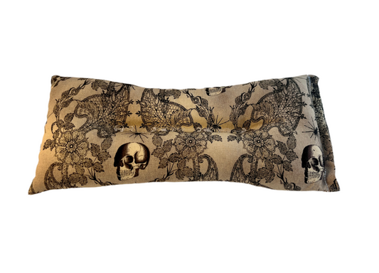 Lacey Cob Webs and Skulls Weighted Eye Pillow