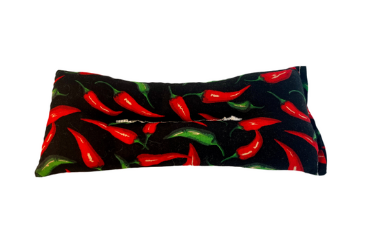 Red and Green Chili Peppers Weighted Eye Pillow