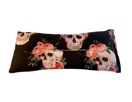 Skulls with Pink Flower Crowns Weighted Eye Pillow