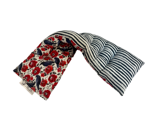 Dual Sides Roses w/ Eyes and Ravens with Black and White Stripes Neck & Body Wrap