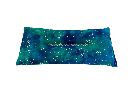 Blue Green with White Dots Weighted Eye Pollow